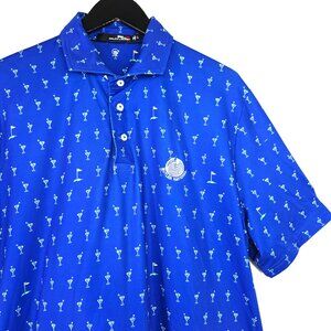 RLX Ralph Lauren Polo Shirt Golf Cheetah Martini Glass Navy Blue Butler National